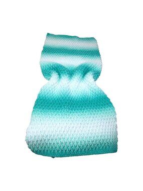 Chunky Evergreen Throw Blanket 52" X 61" Polyester Handmade Ripple Knit Teal